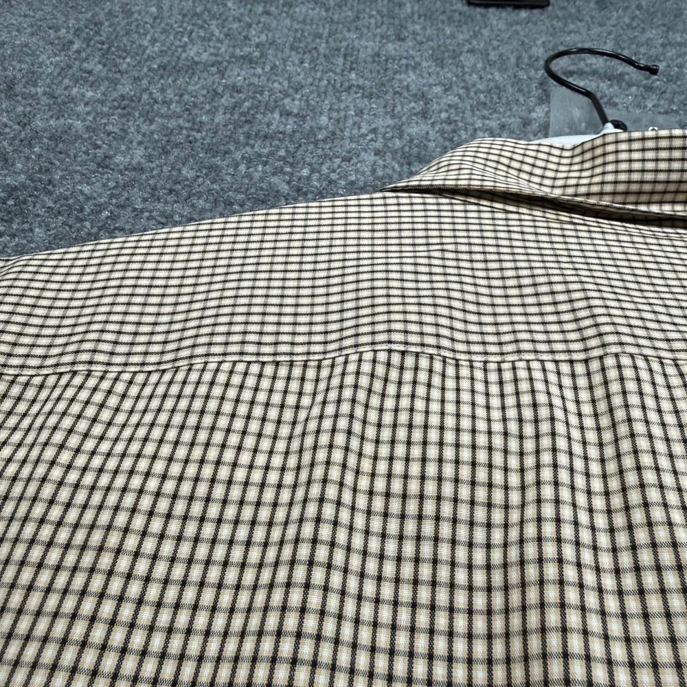 Ralph Lauren Blake Shirt Men XL Tan Micro Check Button Up Cotton Classic Two Ply